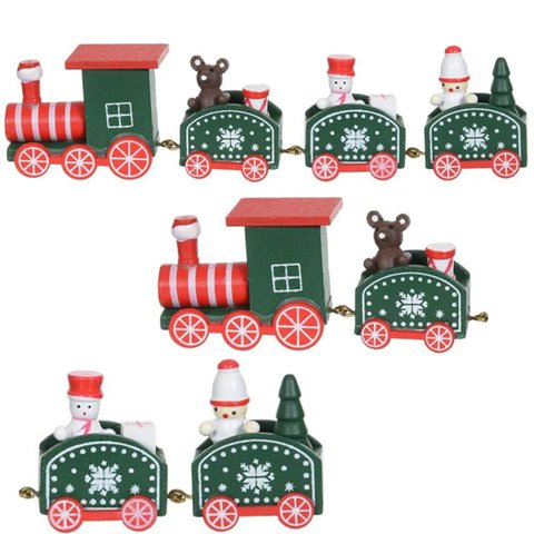 Decoração Locomotiva Trem Verde Enfeite Natal Madeira 19cm