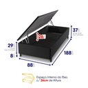 Ver imagem 6 de Conjunto Box Baú Preto Argel Cinza Espuma D33 Solteiro 88x188x74 - King House