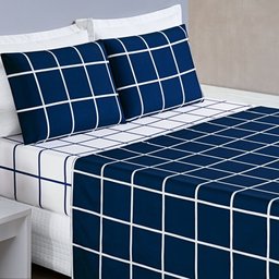 Jogo de Cama Com Lençol de Cima 200 fios Austin Casal 04 Peças - Marinho Bia Enxovais - 1