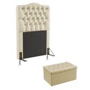 Ver imagem 1 de Kit Cabeceira Decorativa Para Cama Box Pollux e Calçadeira Sagitarius 90 Para Cama de Solteiro Sued 