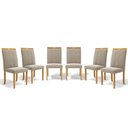 Ver imagem 1 de Kit com 6 Cadeiras Ana Madeira Maciça Estofadas para Mesa de Jantar Veludo Bege 102