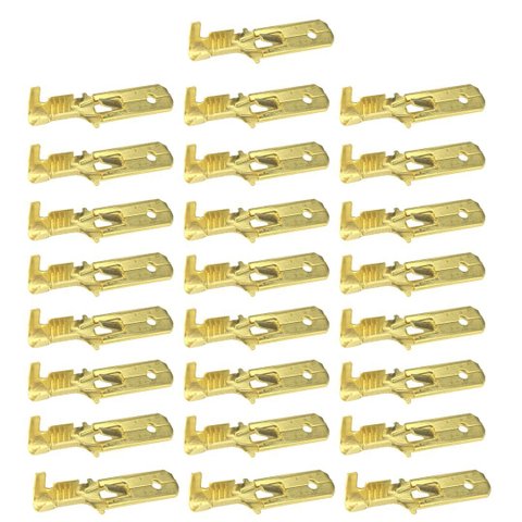 Kit 25 Terminal Automotivo Dourado 6,3mm Macho