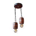Ver imagem 5 de Luminária Lustre Pendente Barril Duplo de Madeira Maciça Colonial Retrô - Mogno