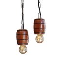 Ver imagem 3 de Luminária Lustre Pendente Barril Duplo de Madeira Maciça Colonial Retrô - Mogno