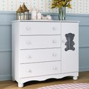Ver imagem 1 de Cômoda Infantil 95cm 1 Porta com Vidro e 4 Gavetas Ternura Multimóveis Mp4479 Branco