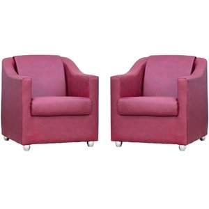 Kit 2 Poltronas Decorativa Para Sala Manicure  Recepção Mila Corino Bordô Pés de Plástico Cromado