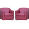 Kit 2 Poltronas Decorativa Para Sala Manicure  Recepção Mila Corino Bordô Pés de Plástico Cromado - 1