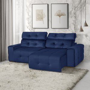 Sofá Retrátil e Reclinável Jaguar 2,50m - Fortbello Estofados:azul