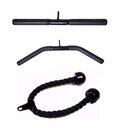 Ver imagem 1 de Kit Puxadores Musculação Academia Reto Curvo Pulley Corda