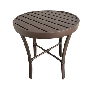 Mesinha Ripada Redonda Diâmetro de 0.50m Alumínio Marrom