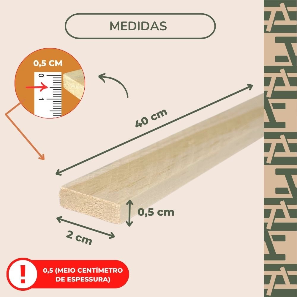 Fardo 40 Ripas Madeira de Pinus - Régua de Madeira pra Artesanatos 2x0,5x40cm - 4