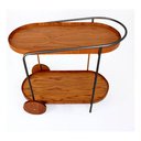 Ver imagem 1 de Carrinho Bar Adega Moscato com 2 Prateleiras Metal Preto com Madeira Laminada