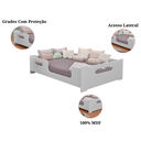 Ver imagem 4 de Cama Montessoriana Casal Encanto Estilo com Grade de Proteção Moderna com Colchão Cor Branco