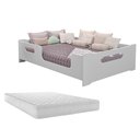 Ver imagem 1 de Cama Montessoriana Casal Encanto Estilo com Grade de Proteção Moderna com Colchão Cor Branco
