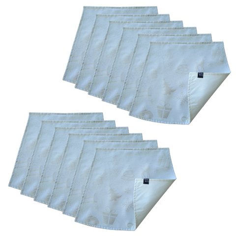 Jogo Americano Luxo Presente de Natal Prata Dupla face 12un