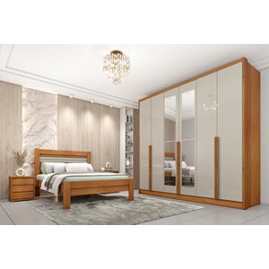 Guarda Roupa Casal 100% Mdf 6 Portas 6 Gavetas com Espelho Fortuna Tcil