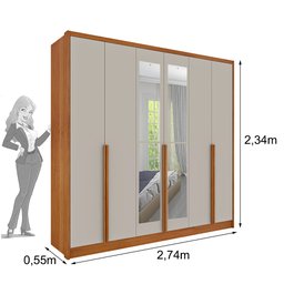 Guarda Roupa Casal 100% Mdf 6 Portas 6 Gavetas com Espelho Fortuna Tcil - 12