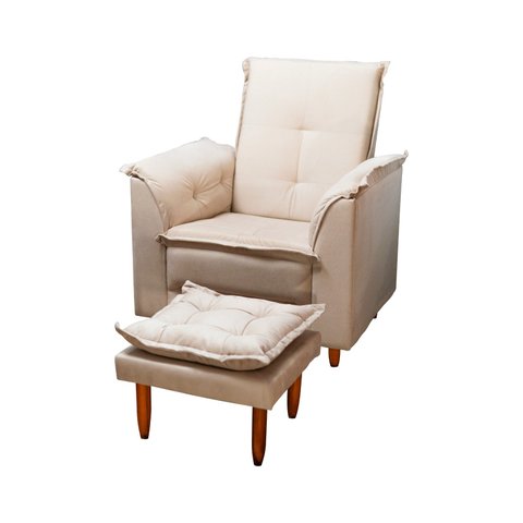 Poltrona Decorativa Luna para Sala de Estar D26 Suede Bege Pés Palito Tana Decor Newbelle Decor