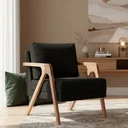 Ver imagem 4 de Kit 02 Poltronas Decorativa Mona Luxo Base de Madeira Maciça Sala Recepção Veludo Preto do Lar Móvei