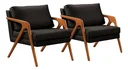 Ver imagem 1 de Kit 02 Poltronas Decorativa Mona Luxo Base de Madeira Maciça Sala Recepção Veludo Preto do Lar Móvei