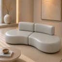 Ver imagem 5 de Sofá Curvo Orgânico Virginia 300cm Sala Corino Modena Creme