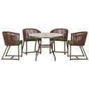 Ver imagem 1 de Mesa com 4 Cadeiras de Jantar Roma 100cm e Noronha em Aluminío Marrom Corda Nautica Estofado 13 Tram