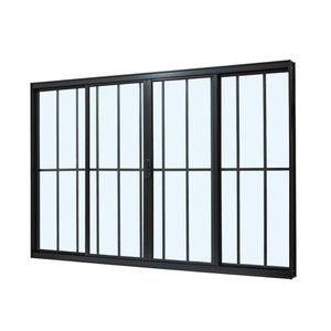 Janela de Alumínio Classic 04 Folhas com Grade Preto - 100x200