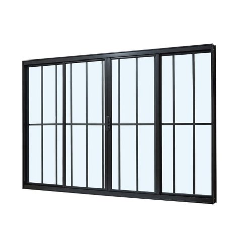 Janela de Alumínio Classic 04 Folhas com Grade Preto - 100x200