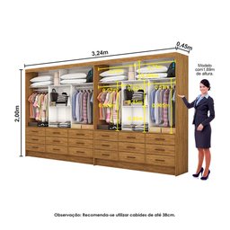 Closet Casal Duplo Sevilha Premium 18 Gavetas Carioca Móveis - 5