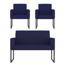 Ver imagem 1 de Kit Sofá 2 Lugares + 2 Poltronas para Recepção Sala Balaqui Cor:azul Marinho