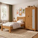 Ver imagem 4 de Guarda Roupa Solteiro 3 Portas 2 Gavetas e Cama de Solteiro Mdf Clara Nature Decmade