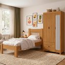 Ver imagem 2 de Guarda Roupa Solteiro 3 Portas 2 Gavetas e Cama de Solteiro Mdf Clara Nature Decmade