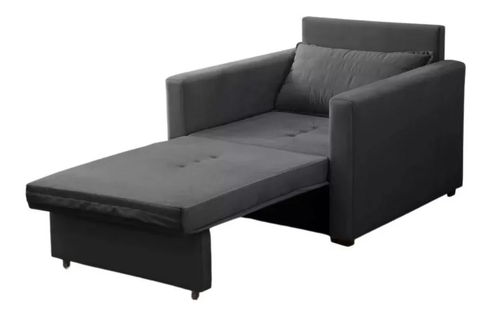 Ver imagem 2 de Poltrona Cama Solteiro Assento Dobrável Veludo Marrom Sleep - Harmônica Móveis