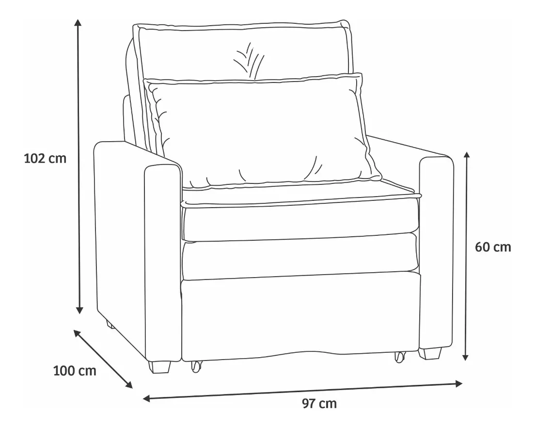 Poltrona Cama Solteiro Assento Dobrável Veludo Marrom Sleep - Harmônica Móveis - 4