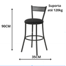 Banqueta Balcão Bistrô Alta C/ Encosto Industrial Luxo Aço - 3