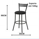 Ver imagem 3 de Banqueta Balcão Bistrô Alta C/ Encosto Industrial Luxo Aço