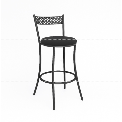 Banqueta Balcão Bistrô Alta C/ Encosto Industrial Luxo Aço