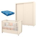 Ver imagem 1 de Berço Americano com Guarda Roupa Tutto New 2 Portas Off White e Colchão - Matic