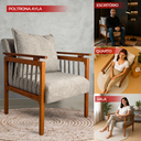 Ver imagem 3 de Kit 4 Poltrona Sala Decorativa Ayla Estofada Boucle Cinza Base Madeira Castanho - Arkell