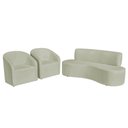 Ver imagem 1 de Kit Sofá Curvo Amsterdã 160cm e 2 Poltronas Luiza Max Bouclé Verde Oliva