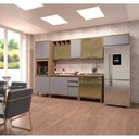 Ver imagem 1 de Armário de Cozinha Completa 6 Peças com Tampo e Vidro Reflecta Vanilla com Cinza Isa Luciane Móveis