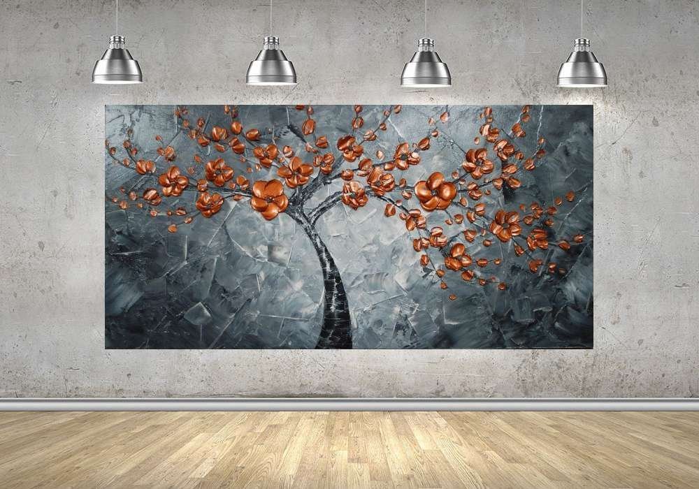 Quadro Pintura Tela Abstrato Moderno 2467: 70cm (A) x 140cm (L) - 4