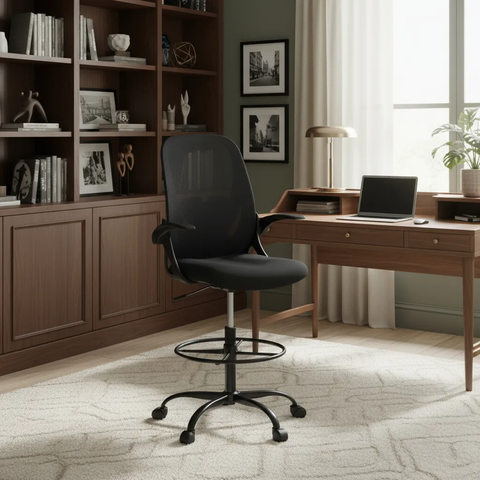 Cadeira Ergonômica Bq01 Suporte Lombar C/ Apoio de Braço Pés