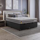 Ver imagem 5 de Cama Box Baú Casal Bipartido Couro Preto + Colchão Life D33 Pillow Top 61x138x188cm Cinza