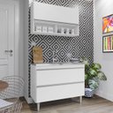 Ver imagem 2 de Armário de Cozinha com Nichos Cp01 com Pia 100cm M24 Branco - Mpozenato