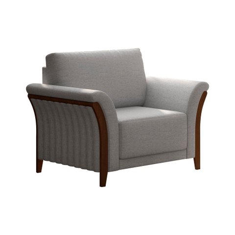 Poltrona Decorativa 102cm Perry Linho Cinza Claro - Sallar Home
