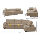 Ver imagem 2 de Sofá de Canto Retrátil e Reclinável com Molas 3,40x2,00 Ld Jacke Suede Bege Madelina Decor