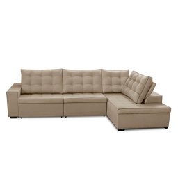 Sofá de Canto Retrátil e Reclinável com Molas 3,40x2,00 Ld Jacke Suede Bege Madelina Decor - 3