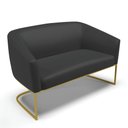Ver imagem 1 de Sofá Namoradeira 2 Lugares Base Industrial Dourado Stella Corino Preto D03 - D'Rossi