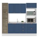 Ver imagem 4 de Cozinha Pérola com Rodapé e Cristaleira 230 cm com LED Yescasa Azul